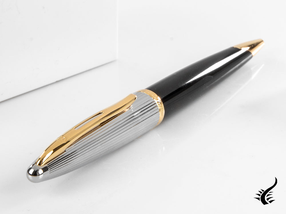 Waterman Carene Ballpoint Pen Deluxe Black - Silver Plated Cap