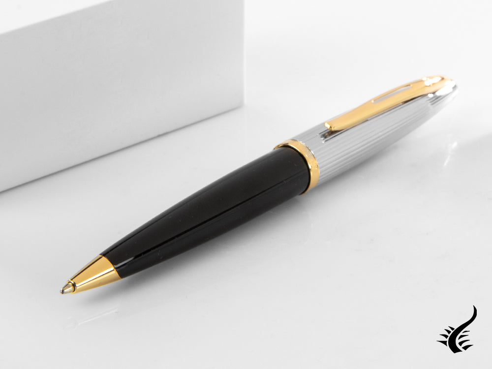 Waterman Carene Ballpoint Pen Deluxe Black - Silver Plated Cap