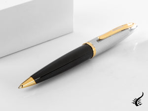 Stylo à bille Waterman Carene Deluxe Noir - Capuchon plaqué argent