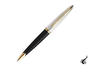 Stylo à bille Waterman Carene Deluxe Noir - Capuchon plaqué argent