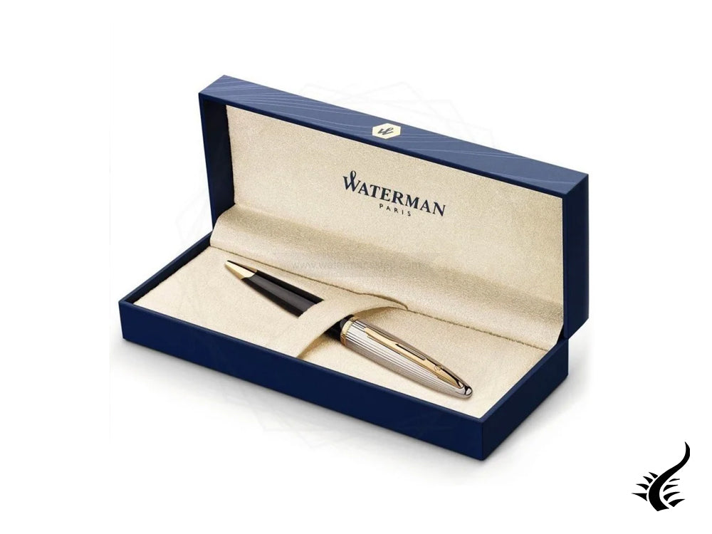 Waterman Carene Ballpoint Pen Deluxe Black - Silver Plated Cap