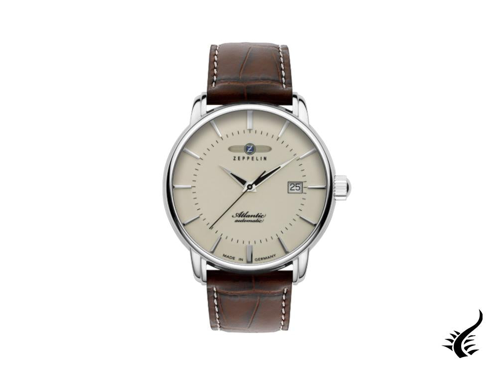 Zeppelin Atlantic Automatic Watch, Beige, 41 mm, Day, Leather strap, 8452-5