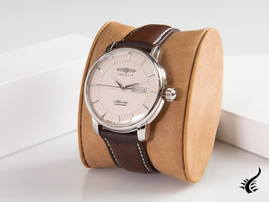 Montre automatique Zeppelin Atlantic, beige, 41 mm, jour et date, cuir, 8466-5