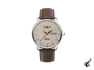 Montre automatique Zeppelin Atlantic, beige, 41 mm, jour et date, cuir, 8466-5