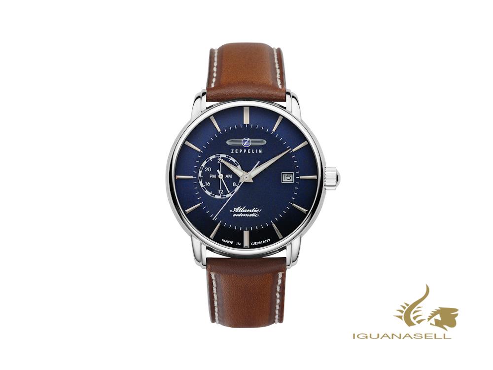 Zeppelin Atlantic Automatic Watch, Blue, 41 mm, Day, Leather strap, 8470-3