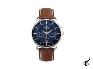 Montre automatique Zeppelin Atlantic, bleu, 42 mm, bracelet en cuir, 8422-3