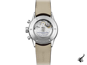 Montre automatique Zeppelin Captain Line, blanche, 41 mm, jour, bracelet en cuir, 8652-1