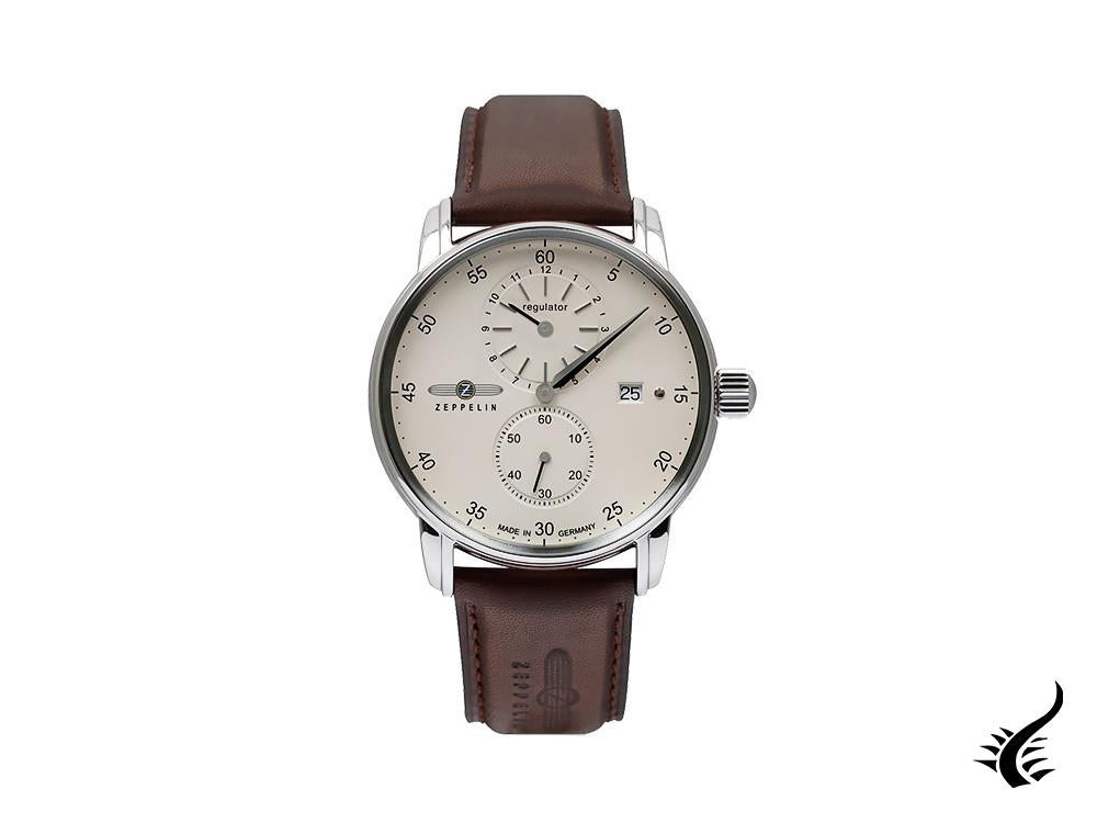 Zeppelin Captain Line Automatic Watch, White, 43 mm, Day, Leather strap, 8622-5