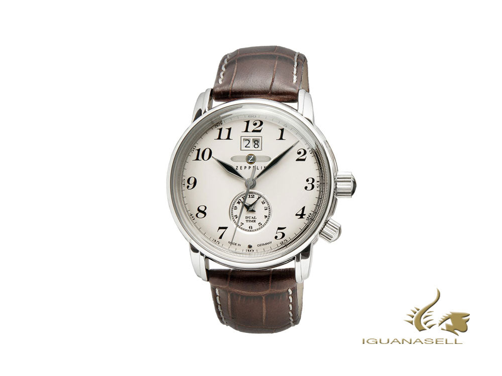 Montre à quartz Graf Zeppelin LZ 127, beige, 42 mm, GMT, 7644-5