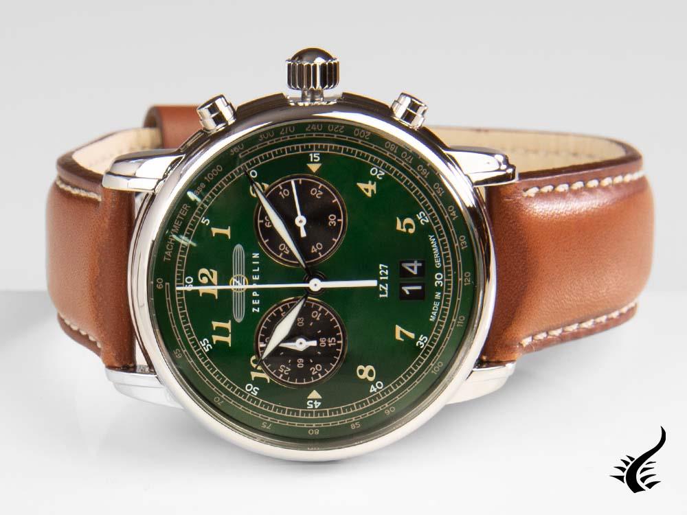 Zeppelin LZ 127 Graf Zeppelin Quartz Watch, Green, 40 mm, Chronograph, 8684-4