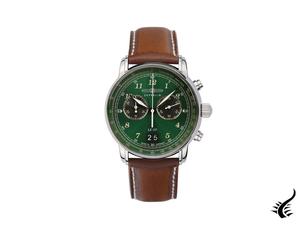 Zeppelin LZ 127 Graf Zeppelin Quartz Watch, Green, 40 mm, Chronograph, 8684-4