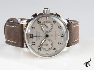 Montre à quartz Zeppelin LZ 127 Graf Zeppelin, gris, 42 mm, chronographe, 8678-4