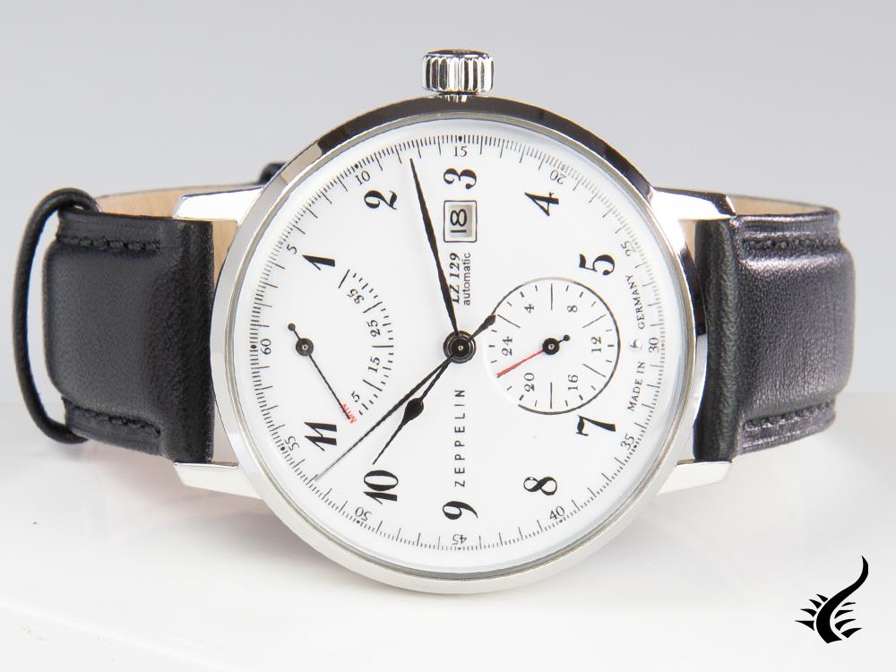 Zeppelin LZ 129 Hindenburg Automatic Watch, White, 40 mm, Day, Leather, 8060-1