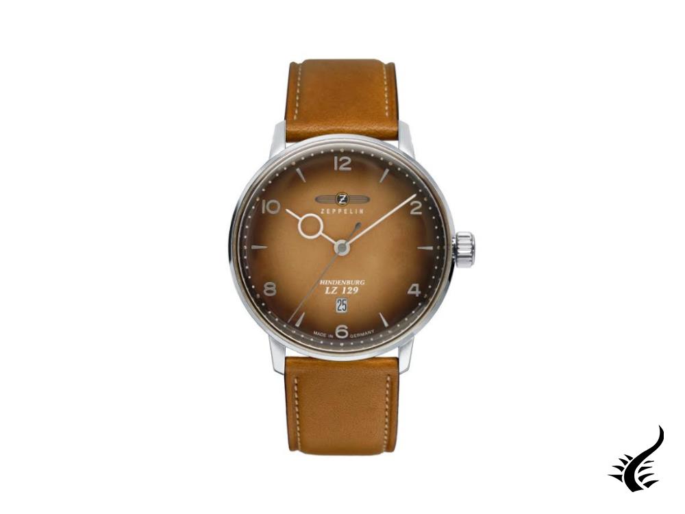 Zeppelin LZ 129 Hindenburg Quartz Watch, Brown, 40 mm, Day, Leather, 8046-4