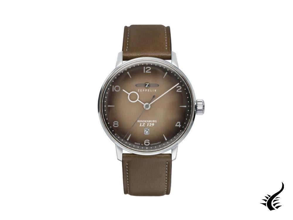 Zeppelin LZ 129 Hindenburg Quartz Watch, Brown, 40 mm, Day, Leather, 8046-5