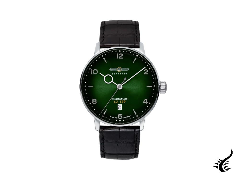 Montre à quartz Zeppelin LZ 129 Hindenburg, verte, 40 mm, jour, cuir, 8048-4