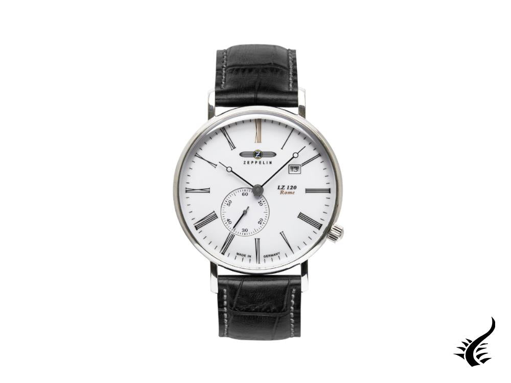 Zeppelin LZ120 Rome Quartz Watch, White, 41 mm, Day, 7134-1