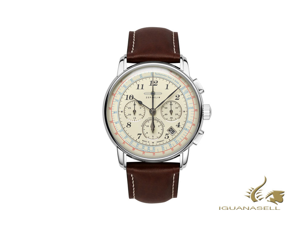 Zeppelin LZ126 Los Angeles Automatic Watch, Beige, 42 mm, Chronograph, 7624-5