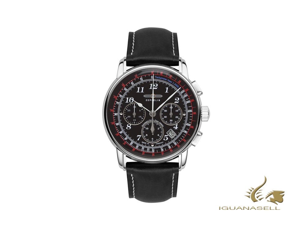 Montre automatique Zeppelin LZ126 Los Angeles, noire, 42 mm, chronographe, 7624-2