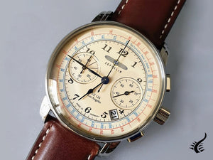 Montre à quartz Zeppelin LZ126 Los Angeles, crème, 42 mm, chronographe, 7614-5